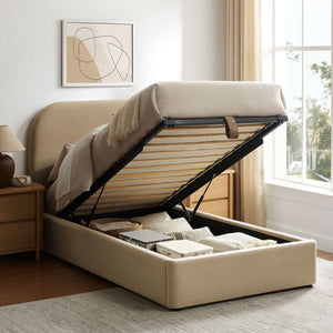 Modway Furniture Keynote Modway Performance Velvet Twin Storage Bed with Curved Upholstered Frame Brown - TAU MOD-7351-TAU