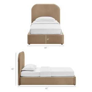 Modway Furniture Keynote Modway Performance Velvet Twin Storage Bed with Curved Upholstered Frame Brown - TAU MOD-7351-TAU