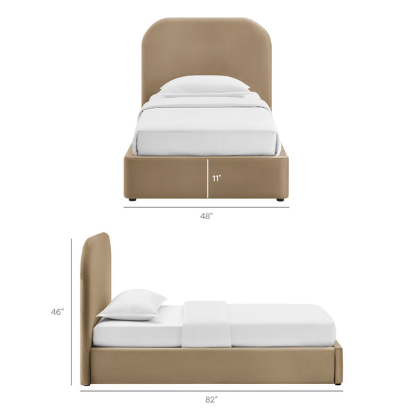 Modway Furniture Keynote Modway Performance Velvet Twin Storage Bed with Curved Upholstered Frame Brown - TAU MOD-7351-TAU