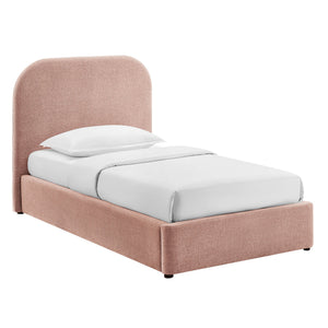 Modway Furniture Keynote Twin Upholstered Storage Bed with Curved Headboard and Gas Lift Platform Blush MOD-7352-BLS
