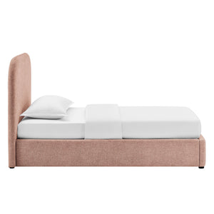 Modway Furniture Keynote Twin Upholstered Storage Bed with Curved Headboard and Gas Lift Platform Blush MOD-7352-BLS