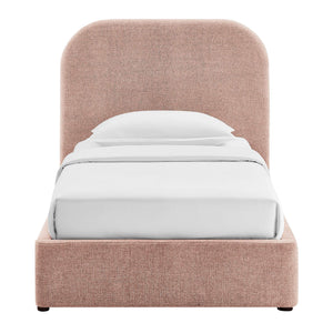 Modway Furniture Keynote Twin Upholstered Storage Bed with Curved Headboard and Gas Lift Platform Blush MOD-7352-BLS