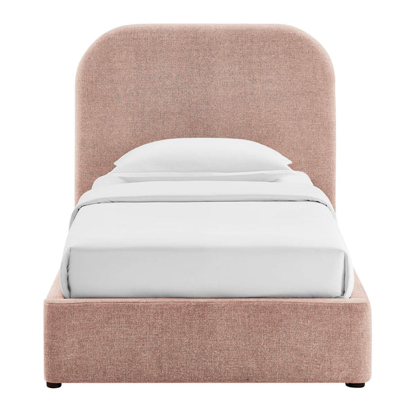 Modway Furniture Keynote Twin Upholstered Storage Bed with Curved Headboard and Gas Lift Platform Blush MOD-7352-BLS