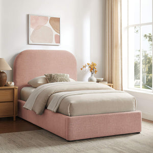 Modway Furniture Keynote Twin Upholstered Storage Bed with Curved Headboard and Gas Lift Platform Blush MOD-7352-BLS