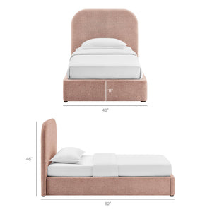 Modway Furniture Keynote Twin Upholstered Storage Bed with Curved Headboard and Gas Lift Platform Blush MOD-7352-BLS