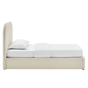 Modway Furniture Keynote Twin Upholstered Storage Bed with Curved Headboard and Gas Lift Platform White MOD-7352-ECR