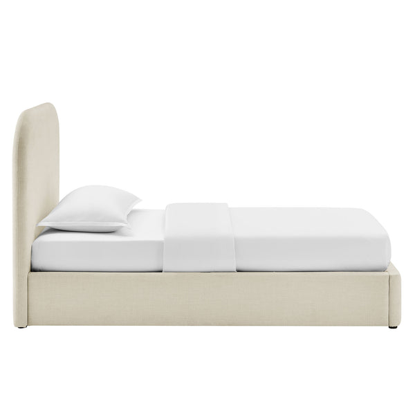 Modway Furniture Keynote Twin Upholstered Storage Bed with Curved Headboard and Gas Lift Platform White MOD-7352-ECR
