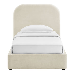Modway Furniture Keynote Twin Upholstered Storage Bed with Curved Headboard and Gas Lift Platform White MOD-7352-ECR