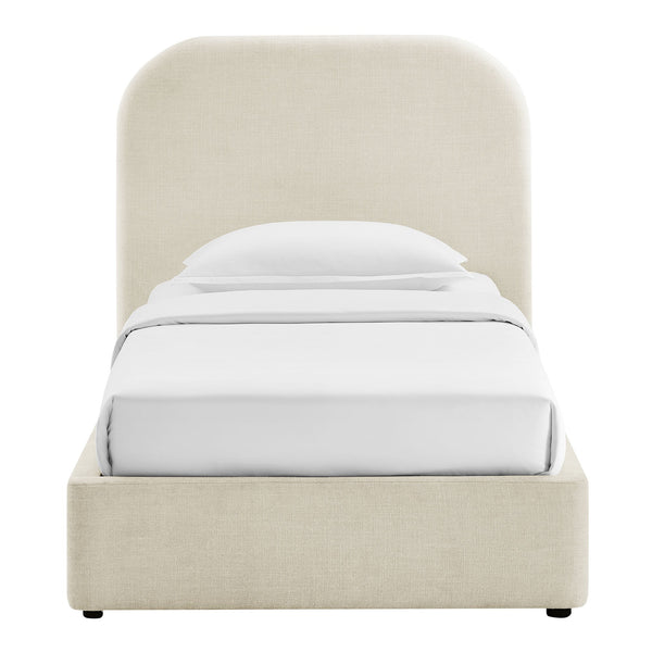 Modway Furniture Keynote Twin Upholstered Storage Bed with Curved Headboard and Gas Lift Platform White MOD-7352-ECR