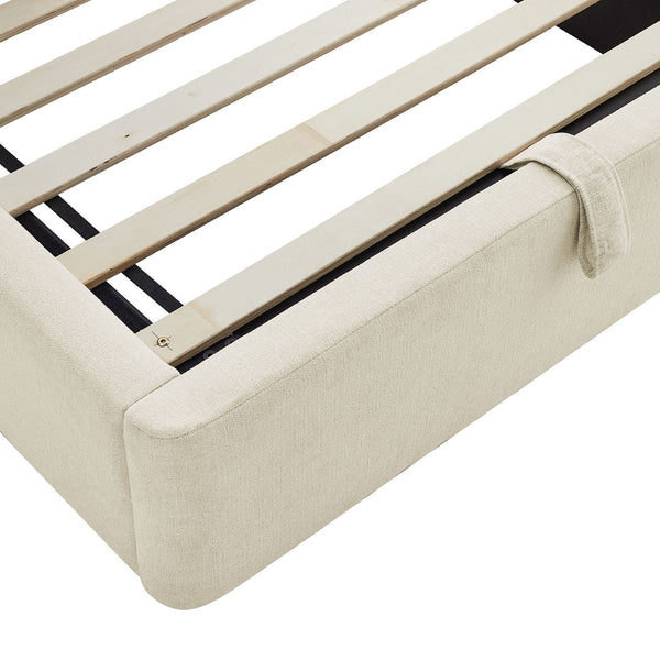 Modway Furniture Keynote Twin Upholstered Storage Bed with Curved Headboard and Gas Lift Platform White MOD-7352-ECR