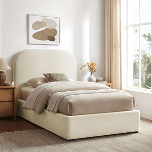 Modway Furniture Keynote Twin Upholstered Storage Bed with Curved Headboard and Gas Lift Platform White MOD-7352-ECR