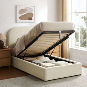 Modway Furniture Keynote Twin Upholstered Storage Bed with Curved Headboard and Gas Lift Platform White MOD-7352-ECR