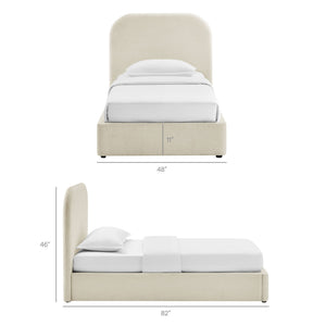 Modway Furniture Keynote Twin Upholstered Storage Bed with Curved Headboard and Gas Lift Platform White MOD-7352-ECR