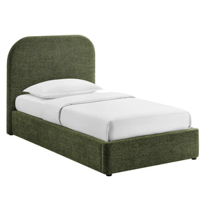 Modway Furniture Keynote Twin Upholstered Storage Bed with Curved Headboard and Gas Lift Platform Green MOD-7352-FOL
