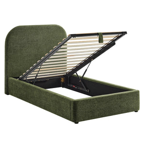 Modway Furniture Keynote Twin Upholstered Storage Bed with Curved Headboard and Gas Lift Platform Green MOD-7352-FOL