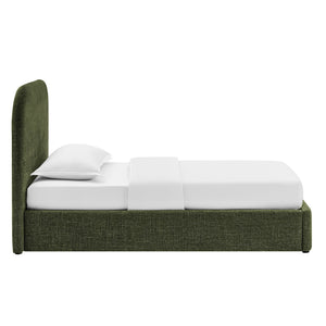 Modway Furniture Keynote Twin Upholstered Storage Bed with Curved Headboard and Gas Lift Platform Green MOD-7352-FOL