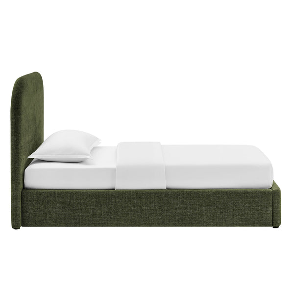 Modway Furniture Keynote Twin Upholstered Storage Bed with Curved Headboard and Gas Lift Platform Green MOD-7352-FOL