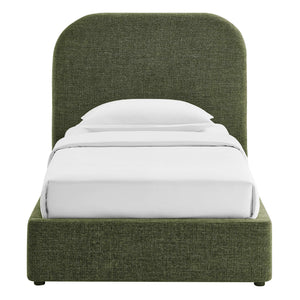 Modway Furniture Keynote Twin Upholstered Storage Bed with Curved Headboard and Gas Lift Platform Green MOD-7352-FOL