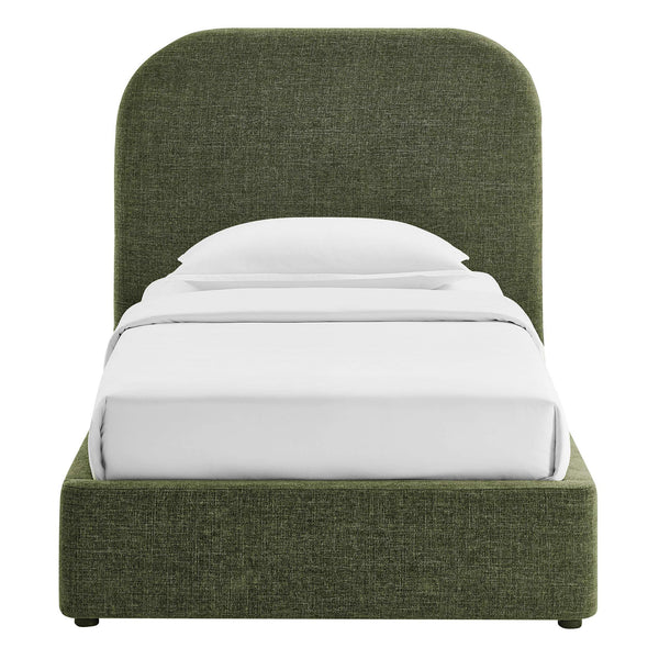 Modway Furniture Keynote Twin Upholstered Storage Bed with Curved Headboard and Gas Lift Platform Green MOD-7352-FOL