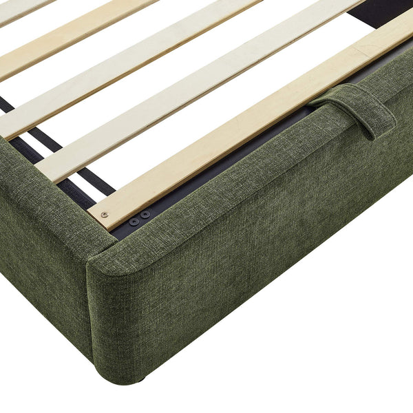 Modway Furniture Keynote Twin Upholstered Storage Bed with Curved Headboard and Gas Lift Platform Green MOD-7352-FOL