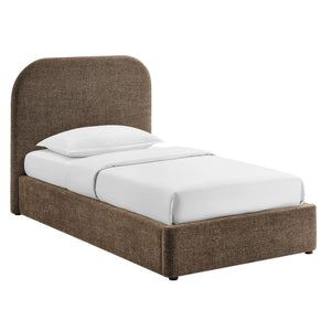Modway Furniture Keynote Twin Upholstered Storage Bed with Curved Headboard and Gas Lift Platform Mocha MOD-7352-MOC