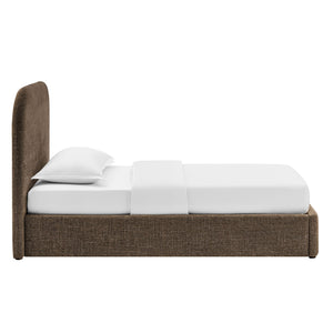 Modway Furniture Keynote Twin Upholstered Storage Bed with Curved Headboard and Gas Lift Platform Mocha MOD-7352-MOC