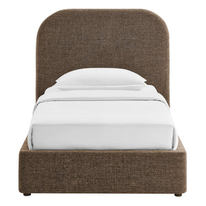 Modway Furniture Keynote Twin Upholstered Storage Bed with Curved Headboard and Gas Lift Platform Mocha MOD-7352-MOC