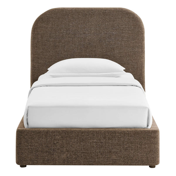Modway Furniture Keynote Twin Upholstered Storage Bed with Curved Headboard and Gas Lift Platform Mocha MOD-7352-MOC