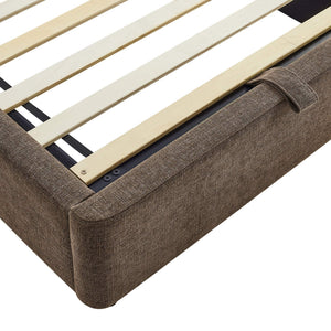 Modway Furniture Keynote Twin Upholstered Storage Bed with Curved Headboard and Gas Lift Platform Mocha MOD-7352-MOC