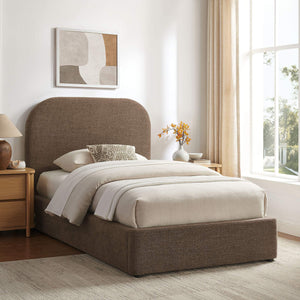 Modway Furniture Keynote Twin Upholstered Storage Bed with Curved Headboard and Gas Lift Platform Mocha MOD-7352-MOC