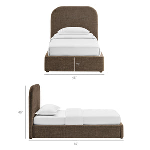 Modway Furniture Keynote Twin Upholstered Storage Bed with Curved Headboard and Gas Lift Platform Mocha MOD-7352-MOC