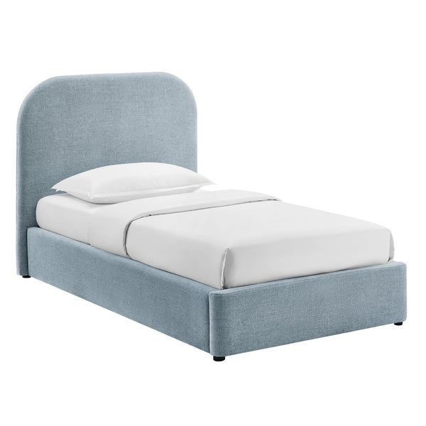 Modway Furniture Keynote Twin Upholstered Storage Bed with Curved Headboard and Gas Lift Platform Blue MOD-7352-SKY