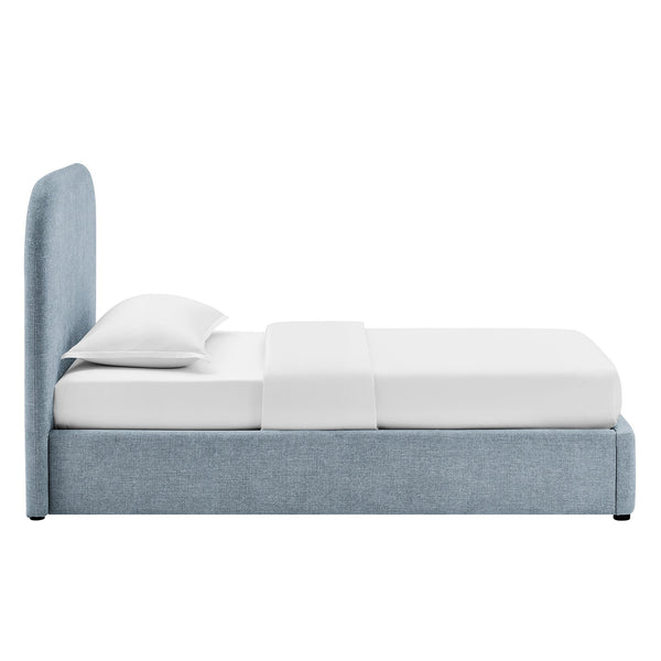 Modway Furniture Keynote Twin Upholstered Storage Bed with Curved Headboard and Gas Lift Platform Blue MOD-7352-SKY