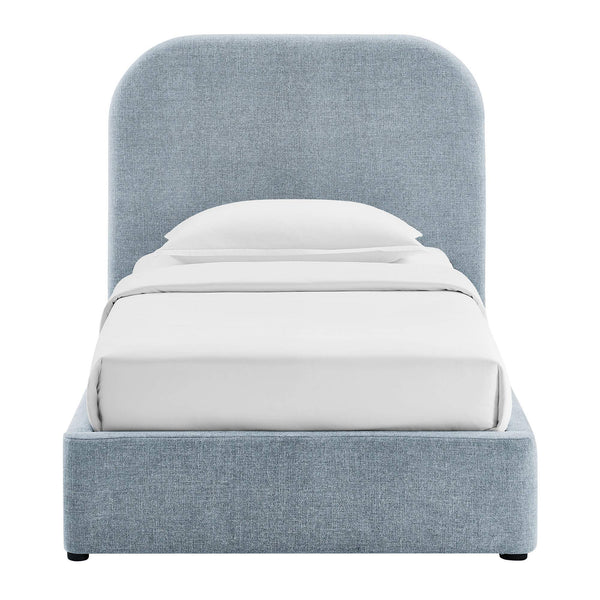 Modway Furniture Keynote Twin Upholstered Storage Bed with Curved Headboard and Gas Lift Platform Blue MOD-7352-SKY