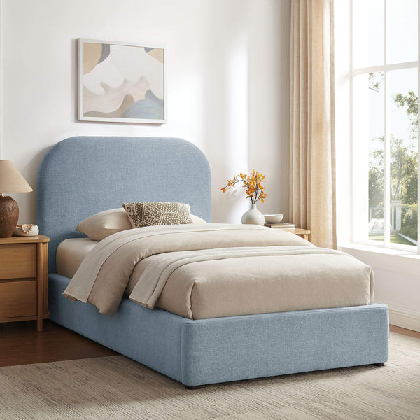 Modway Furniture Keynote Twin Upholstered Storage Bed with Curved Headboard and Gas Lift Platform Blue MOD-7352-SKY
