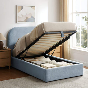 Modway Furniture Keynote Twin Upholstered Storage Bed with Curved Headboard and Gas Lift Platform Blue MOD-7352-SKY