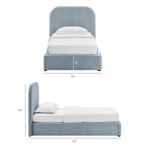 Modway Furniture Keynote Twin Upholstered Storage Bed with Curved Headboard and Gas Lift Platform Blue MOD-7352-SKY