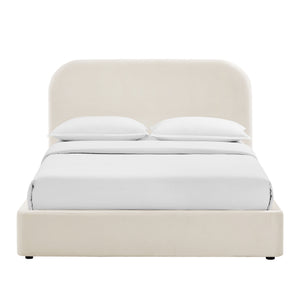 Modway Furniture Keynote Full Velvet Upholstered Storage Platform Bed with Curved Cloud Headboard White MOD-7353-ALA