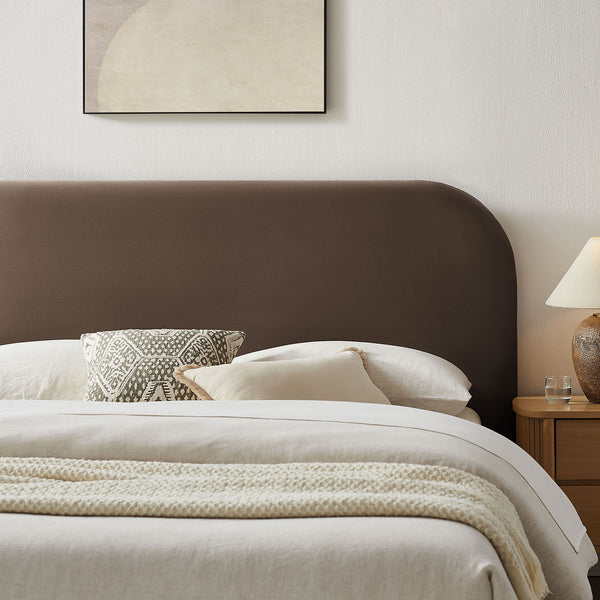 Modway Furniture Keynote Full Velvet Upholstered Storage Platform Bed with Curved Cloud Headboard Brown - A MOD-7353-CHB
