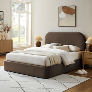 Modway Furniture Keynote Full Velvet Upholstered Storage Platform Bed with Curved Cloud Headboard Brown - A MOD-7353-CHB