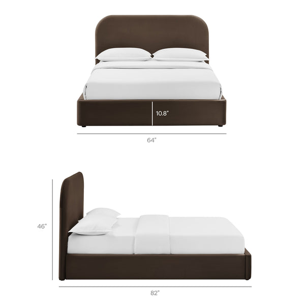 Modway Furniture Keynote Full Velvet Upholstered Storage Platform Bed with Curved Cloud Headboard Brown - A MOD-7353-CHB