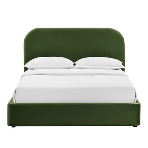 Modway Furniture Keynote Full Velvet Upholstered Storage Platform Bed with Curved Cloud Headboard Green MOD-7353-MOG