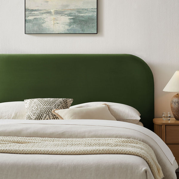 Modway Furniture Keynote Full Velvet Upholstered Storage Platform Bed with Curved Cloud Headboard Green MOD-7353-MOG