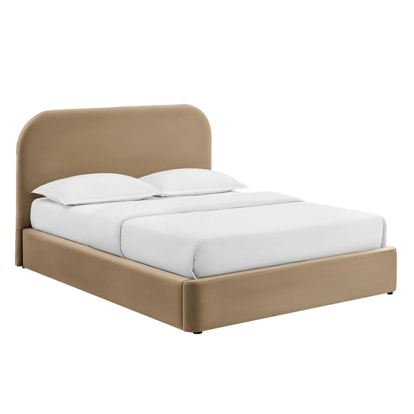Modway Furniture Keynote Full Velvet Upholstered Storage Platform Bed with Curved Cloud Headboard Brown - B MOD-7353-TAU