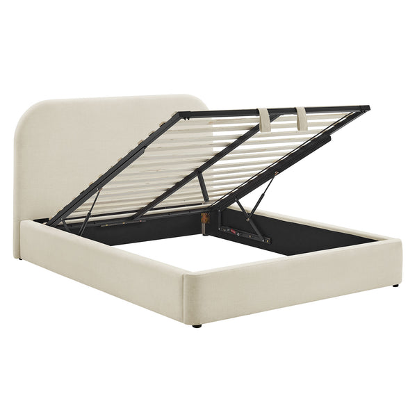 Modway Furniture Keynote Upholstered Storage Full Bed with Curved Headboard and Cloud Frame Silhouette White MOD-7354-ECR