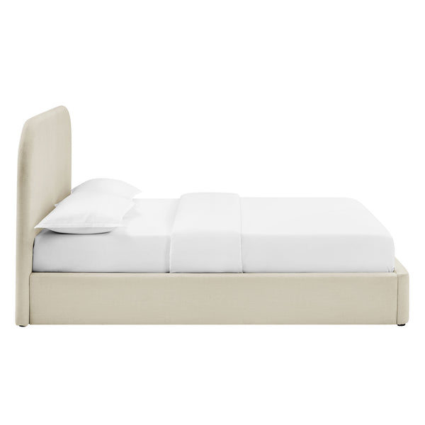 Modway Furniture Keynote Upholstered Storage Full Bed with Curved Headboard and Cloud Frame Silhouette White MOD-7354-ECR