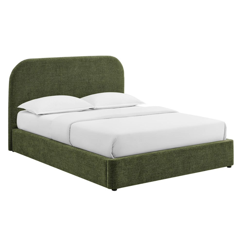 Modway Furniture Keynote Upholstered Storage Full Bed with Curved Headboard and Cloud Frame Silhouette Green MOD-7354-FOL