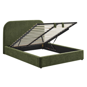 Modway Furniture Keynote Upholstered Storage Full Bed with Curved Headboard and Cloud Frame Silhouette Green MOD-7354-FOL