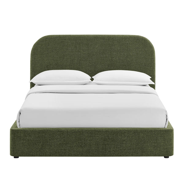 Modway Furniture Keynote Upholstered Storage Full Bed with Curved Headboard and Cloud Frame Silhouette Green MOD-7354-FOL