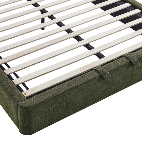 Modway Furniture Keynote Upholstered Storage Full Bed with Curved Headboard and Cloud Frame Silhouette Green MOD-7354-FOL